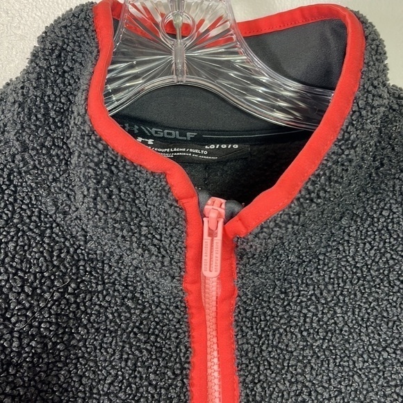 Under Armour Golf Jacket Women's Size L Gray Peach Fleece Zip Pockets Heavy Pile - Picture 9 of 14